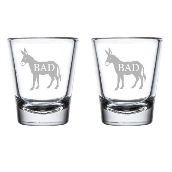 Set of 2 Shot Glasses 1.75oz Shot Glass Bad Ass Donkey Funny