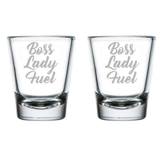 Set of 2 Shot Glasses 1.75oz Shot Glass Boss Lady Fuel