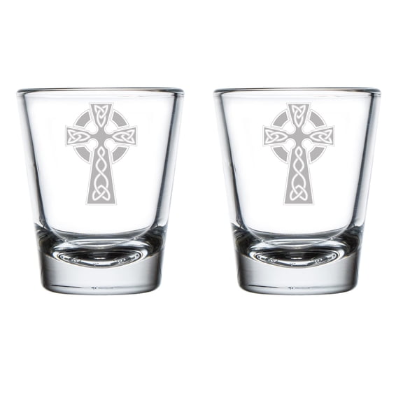 Set of 2 Shot Glasses 1.75oz Shot Glass Celtic Cross