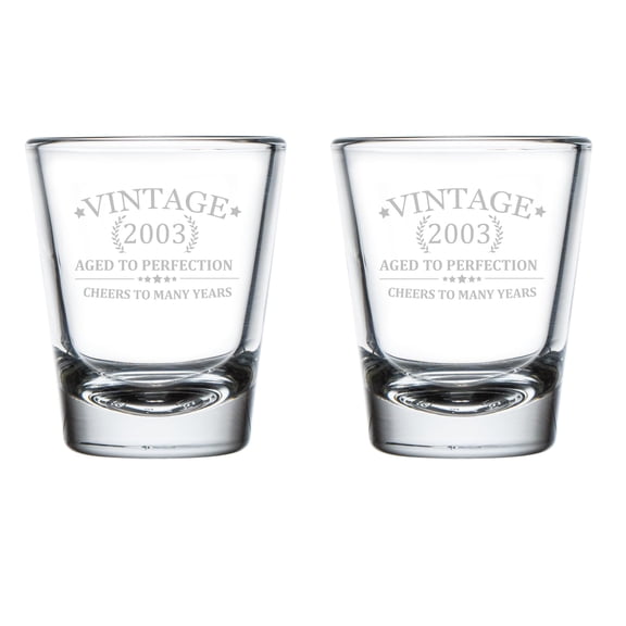 Set of 2 Shot Glasses 1.75oz Shot Glass Cheers Birthday Gift (21st Birthday)