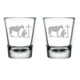 thumbnail image 1 of Set of 2 Shot Glasses 1.75oz Shot Glass Cowboy Praying Cross Horse, 1 of 1