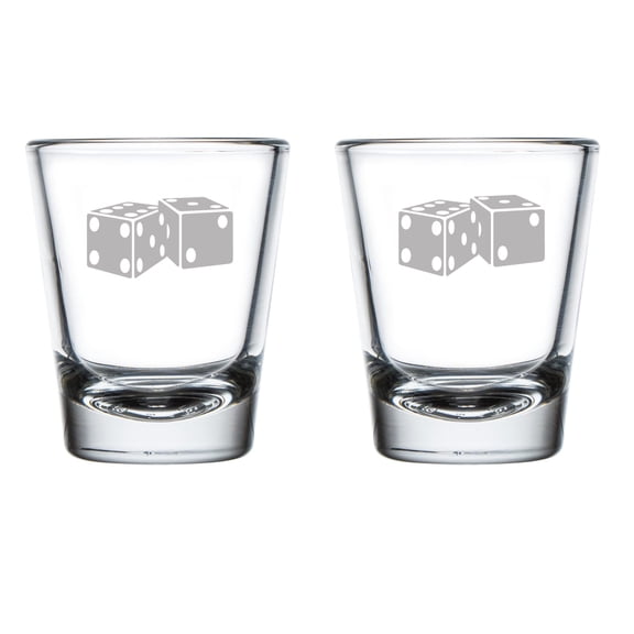 Set of 2 Shot Glasses 1.75oz Shot Glass Dice Gamer Board Game Gambler