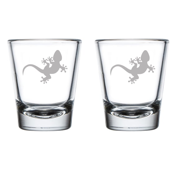 Set of 2 Shot Glasses 1.75oz Shot Glass Gecko Lizard