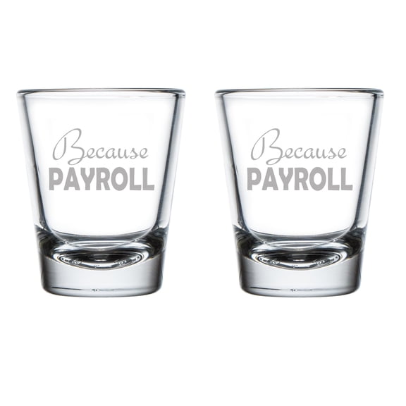 Set of 2 Shot Glasses 1.75oz Shot Glass Gift Because Payroll HR Funny