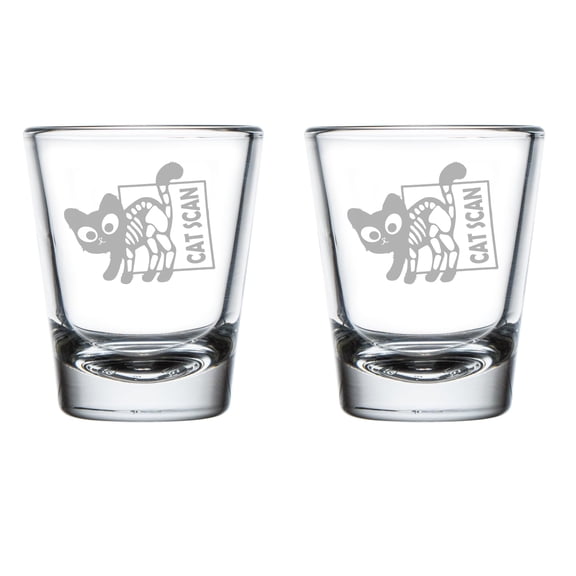 Set of 2 Shot Glasses 1.75oz Shot Glass Gift Cat Scan Funny CT Radiologist Radiology Rad Tech