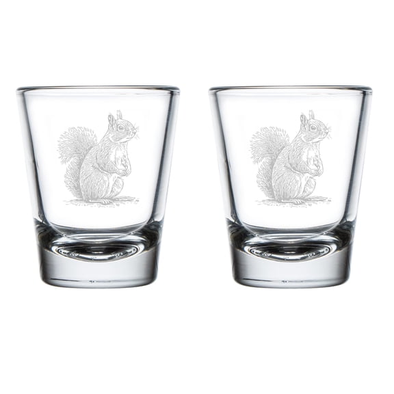 Set of 2 Shot Glasses 1.75oz Shot Glass Gift Curious Squirrel