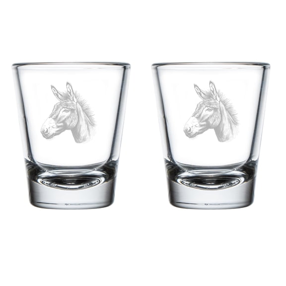 Set of 2 Shot Glasses 1.75oz Shot Glass Gift Donkey Head