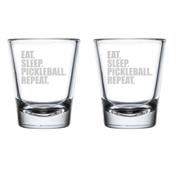 Set of 2 Shot Glasses 1.75oz Shot Glass Gift Eat Sleep Pickleball Repeat