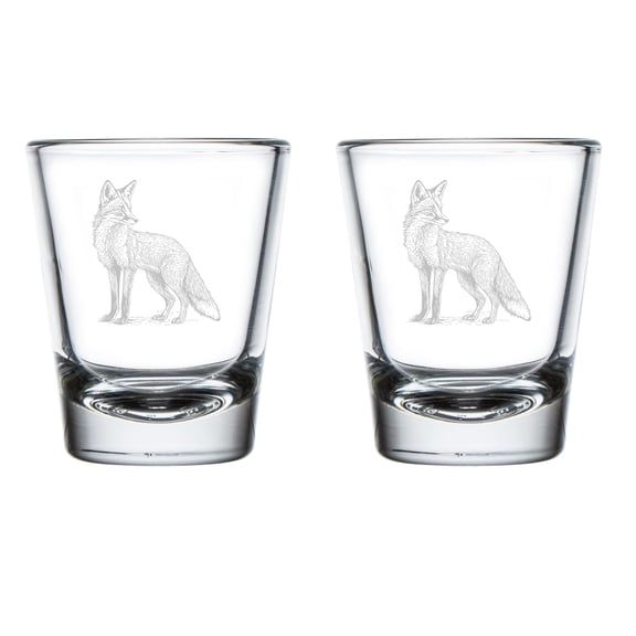 Set of 2 Shot Glasses 1.75oz Shot Glass Gift Fox