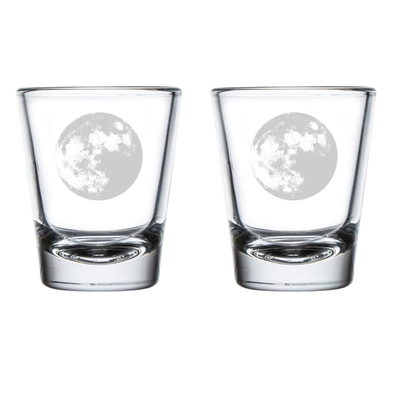Set of 2 Shot Glasses 1.75oz Shot Glass Gift Full Moon