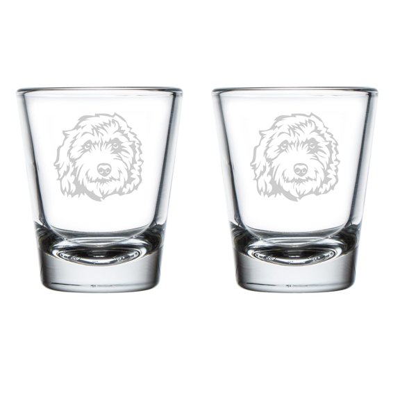 Set of 2 Shot Glasses 1.75oz Shot Glass Gift Labradoodle Face