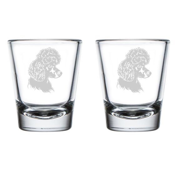 Set of 2 Shot Glasses 1.75oz Shot Glass Gift Poodle Face