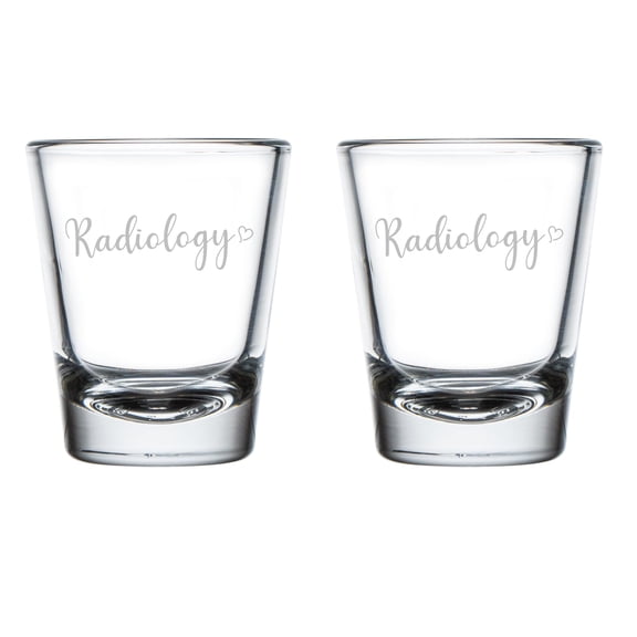 Set of 2 Shot Glasses 1.75oz Shot Glass Gift Radiology With Heart Radiologist Rad Tech