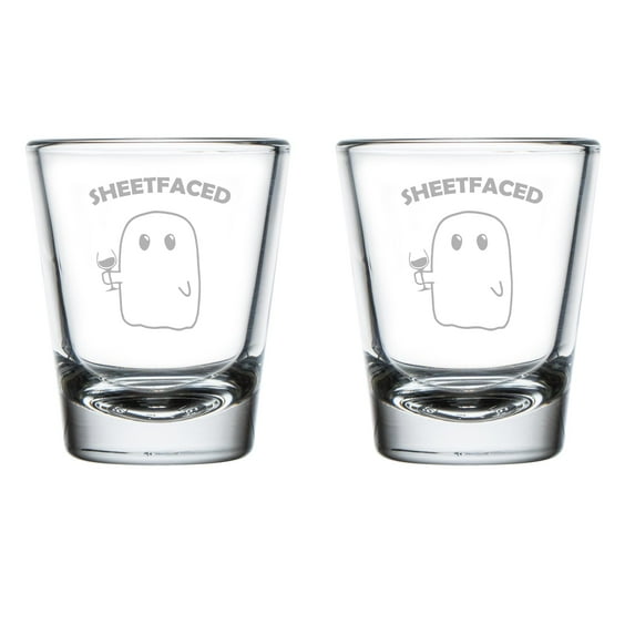 Set of 2 Shot Glasses 1.75oz Shot Glass Gift Sheetfaced Funny Ghost Halloween
