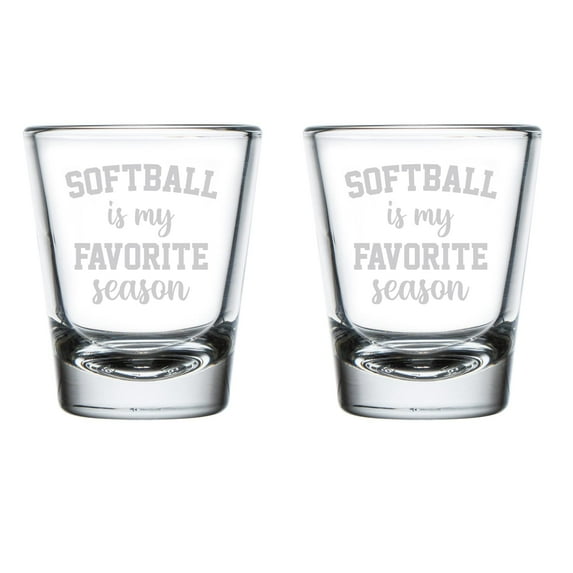 Set of 2 Shot Glasses 1.75oz Shot Glass Gift Softball Mom Softball Is My Favorite Season