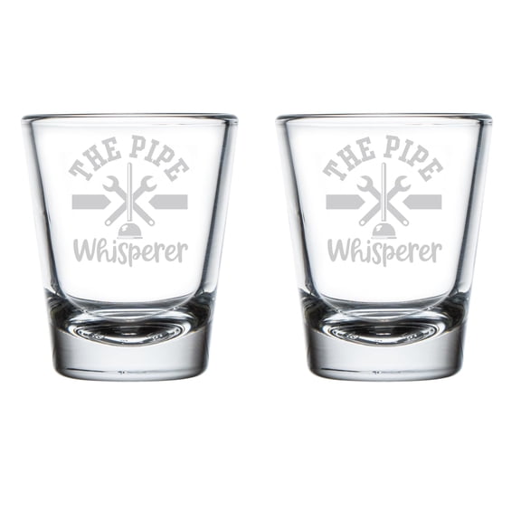 Set of 2 Shot Glasses 1.75oz Shot Glass Gift The Pipe Whisperer Funny Plumber