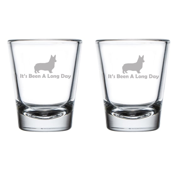 Set of 2 Shot Glasses 1.75oz Shot Glass It's Been A Long Day Corgi