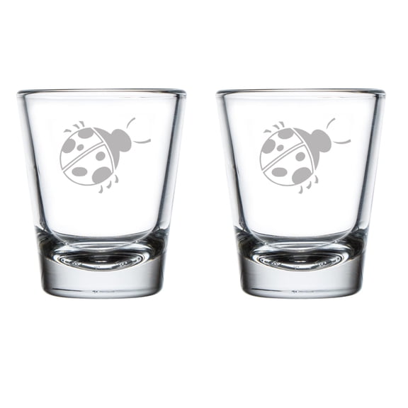 Set of 2 Shot Glasses 1.75oz Shot Glass Ladybug
