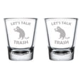 thumbnail image 1 of Set of 2 Shot Glasses 1.75oz Shot Glass Let's TALK Trash Raccoon Funny, 1 of 1