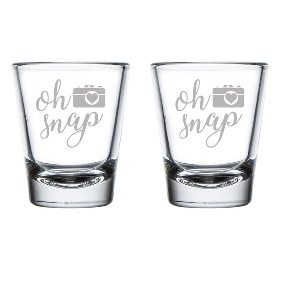 Set of 2 Shot Glasses 1.75oz Shot Glass Oh Snap Funny Camera Picture Photographer