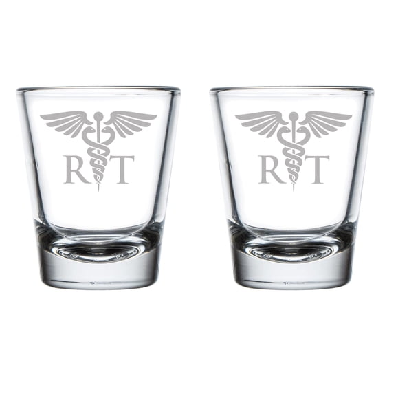 Set of 2 Shot Glasses 1.75oz Shot Glass RT Rad Tech Radiologic Technologist