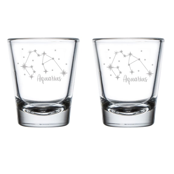 Set of 2 Shot Glasses 1.75oz Shot Glass Star Zodiac Horoscope Constellation (Aquarius)