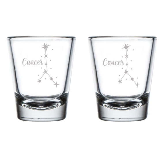 Set of 2 Shot Glasses 1.75oz Shot Glass Star Zodiac Horoscope Constellation (Cancer)