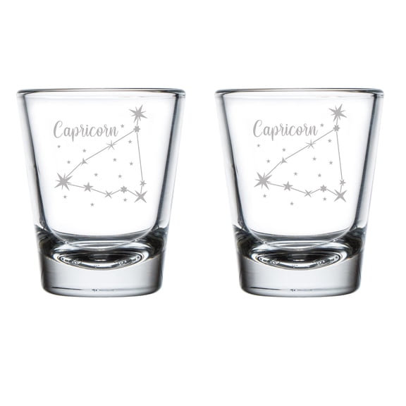 Set of 2 Shot Glasses 1.75oz Shot Glass Star Zodiac Horoscope Constellation (Capricorn)