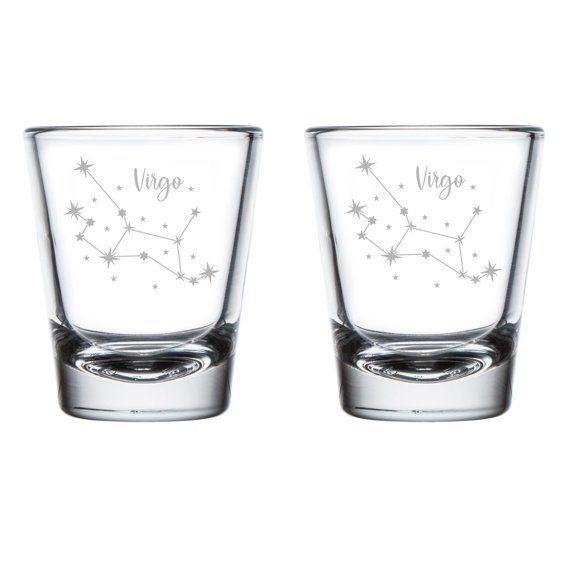 Set of 2 Shot Glasses 1.75oz Shot Glass Star Zodiac Horoscope Constellation (Virgo)