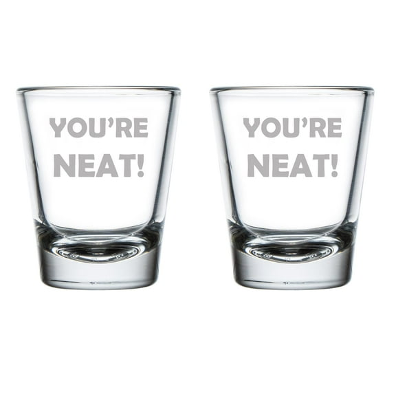 Set of 2 Shot Glasses 1.75oz Shot Glass You're Neat Alcohol Bourbon Gin Whiskey Pun Funny