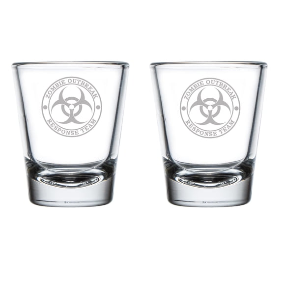 Set of 2 Shot Glasses 1.75oz Shot Glass Zombie Outbreak Response Team