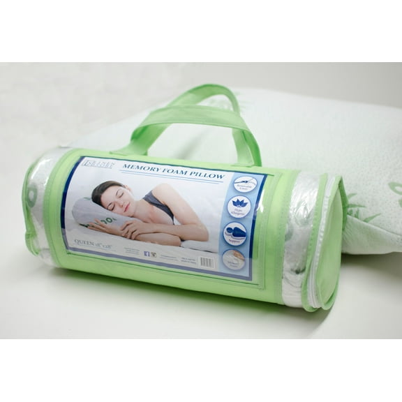 Set of 2 Shredded Memory Foam Pillows With Hypo-Allergenic Removable Bamboo Cover, Queen | Standard Size -18"x28"