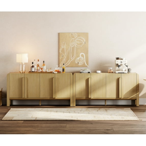 Set of 2 Sideboard Buffet with Storage, Modern 126" Wood Credenza with Doors and Adjustable Shelves for Kitchen,Living Room