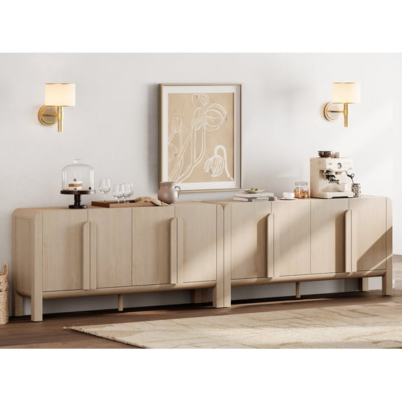 Set of 2 Sideboard Buffet with Storage, Modern 126" Wood Credenza with Doors and Adjustable Shelves for Kitchen,Living Room