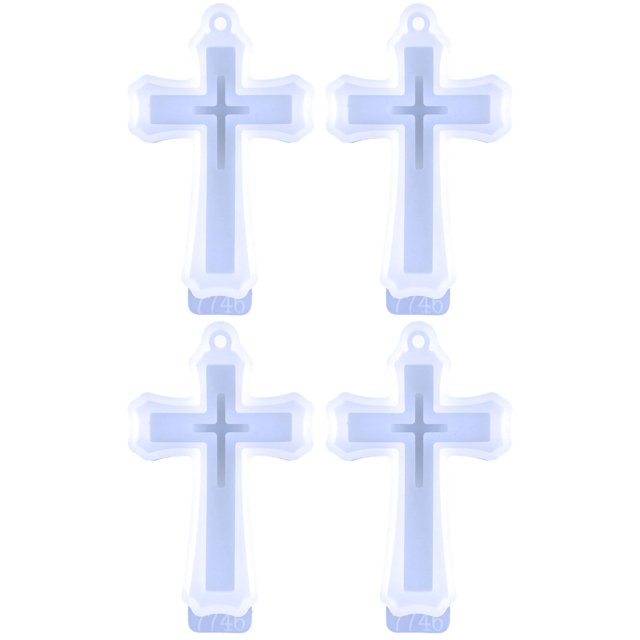 Set of 2 Silicon Molds Cross Charms Keychain Classic Pendant DIY Crafts