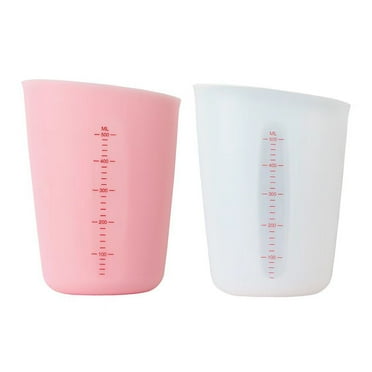 Set of 2 Silicone Flexible Measuring Cups with Marking, 2 Pack Squeeze and Pour Silicone Measuring Cup Set