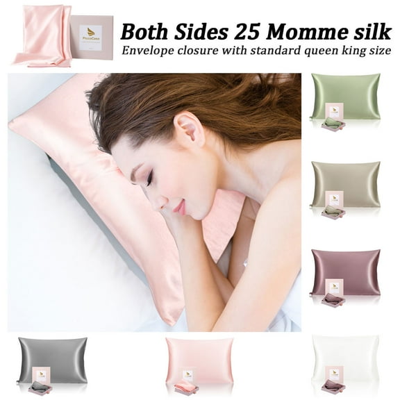 Set of 2 Silk Pillowcases with Envelope Closure Standard Pink