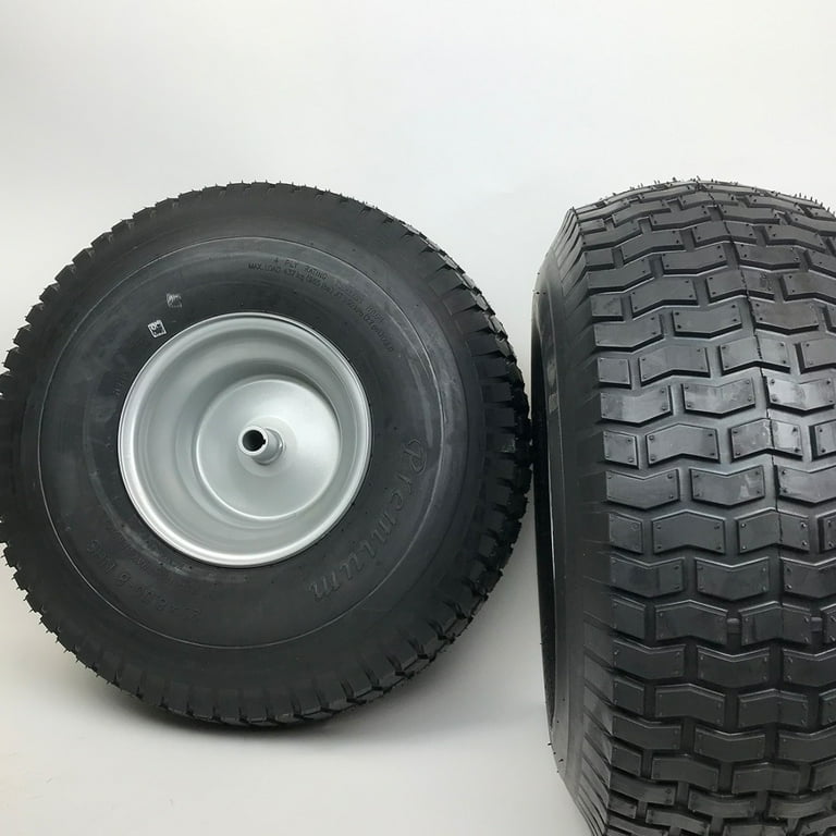 Set of 2 Silver 20x8.00 8 Lawn Mower Tire and Rim Fits on 3 4 Inch Axle