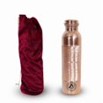 thumbnail image 1 of Set of 2 Silver Touch Pure Copper Water Bottle 950 ML With Velvet Carry Bag Ayurveda Health Benefits, 1 of 4