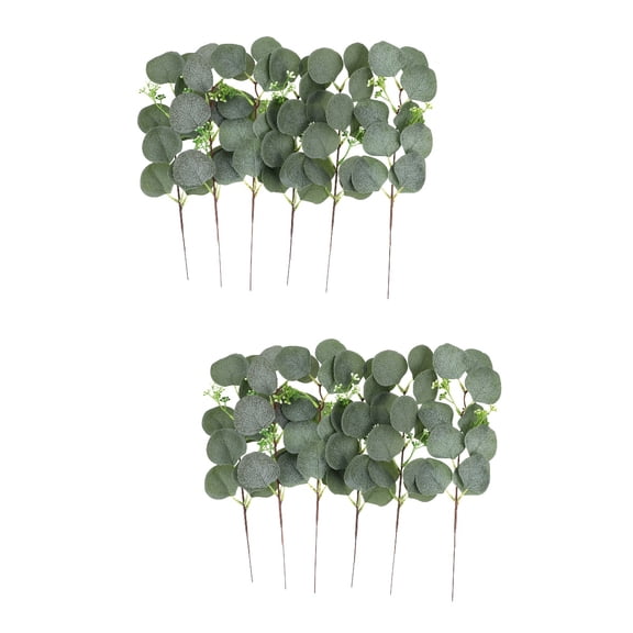 Set of 2 Simulated Eucalyptus Leaves Artificial Flowers Plants Indoor Banquet Office