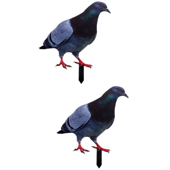 Set of 2 Simulated Pigeon Ground Plug Garden Decor Crow Birds Animals