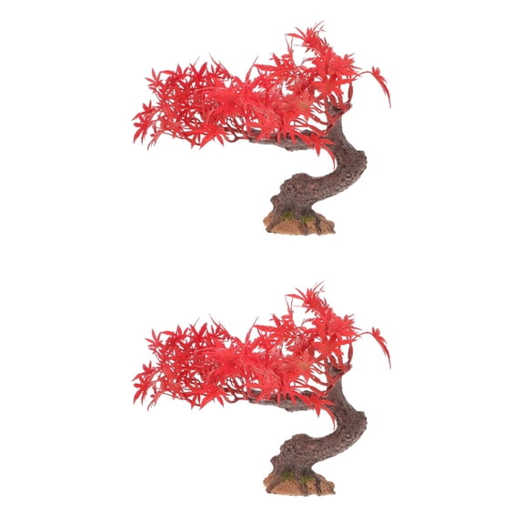 FESTFENDS Artificial Small Tree Resin Red Restaurant Space Matching 2Pcs 11.8X6.7X3.9In