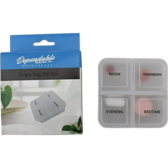 Set of 2 Single Day Pill Box Compact Design Ideal for Travel in Your Pocket or Bag - 4 Compartment Morning Noon Evening Bedtime