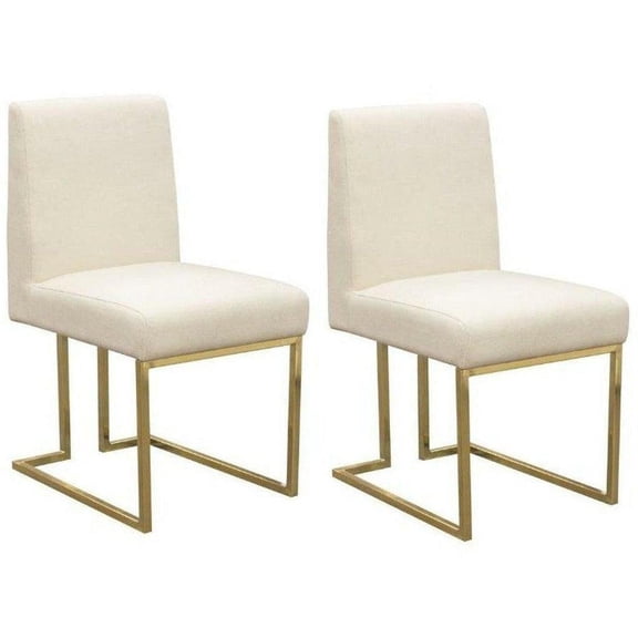 Diamond Sofa Set of Two Skyline Conference/Dining Chairs in Cream Fabric