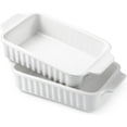 Set of 2 Small 9x5 Inch 30 Oz Ceramic Baking Dishes with Double Handles for Oven Roasting