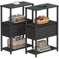 thumbnail image 1 of Set of 2 Small Narrow End Table, Side Table, Nightstand with Cloth Drawer, Couch Table, for Living Room, Bedroom, Bedside, Black, 1 of 18