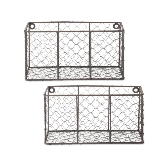 Set of 2 Small Wall Mount Chicken Wire Baskets
