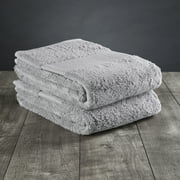 Set of 2 Smoke Gray Rectangular Organic Cotton Hand Towels, 30