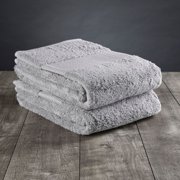 Set of 2 Smoke Gray Rectangular Organic Cotton Hand Towels, 30"