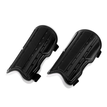 Set of 2 Soccer Shin Guards with Strap, Unisex Kids Children Football Leg Protector - Multiple Colors - Black, L